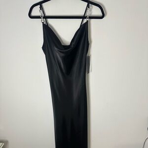 Jump Apparel - women’s juniors black silky long cowl neck dress size 3/4